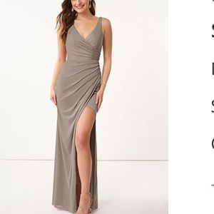 Azazie leandra dress In taupe